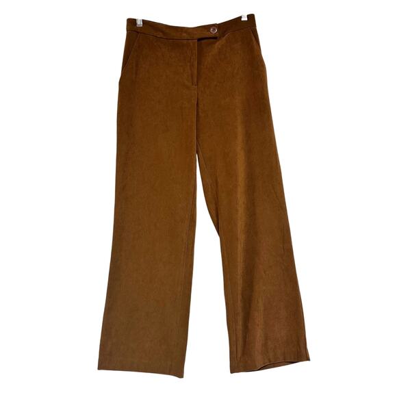 Coldwater Creek 6 Petite Brown Pants Pique Stretch Waist Bootcut Retro Work Cute - Picture 1 of 12